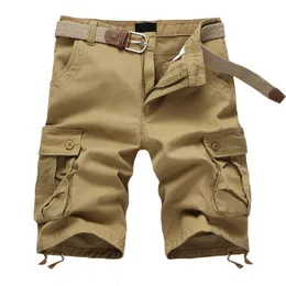 Mäns shorts sommarpåse Multi Pocket Military Cargo Man Cotton Khaki Mens Tactical Short Pants 2944 No Belt 230130