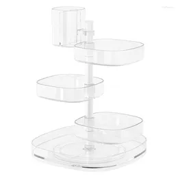 Storage Boxes Rotating Makeup Organizer Adjustable 5-Layer Transparent Trays Rack Fits Toner Creams Brushes Lipsticks