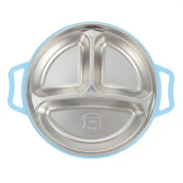 Plates Plate Stainless Steel Dinner Dividedfood Tray Serving Kids Baby Compartment Compact Children Toddler Metal Round