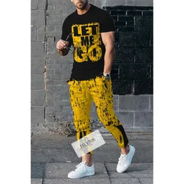 Herrspårsfall Let Me Go Summer Men's 2 Piece Sets Overdimensionerade T Shirts Joogers Outfits Fashion Trousers Tracksuit 3D Printed Trend Man Clothing 230130