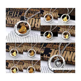 Pendant Necklaces Chain Necklace Love You To The Moon And Back Sier Vintage Family Mom Christmas Gift Dh Drop Delivery Jewelry Pendan Dhnoy