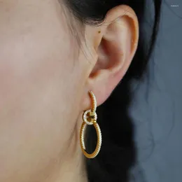 Dangle Earrings 2023 Trendy Triple Circle Geometric For Women Cubic Zirconia Huggie Simple Earing Hip Hop Brincos