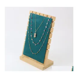 Smyckespåsar Väskor Puches trälåda Display Stand Rack för halsband örhänge Pendant Chain Holder Board Storage Shelf 3411 Q2 DR DHBFE