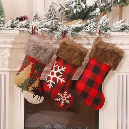 Christmas Decorations Stockings Santa Sacks For Home Candy Bag Hanging Xmas Tree Ornament Noel Presents Year 2023