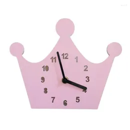 Wall Clocks INS Nordic Style Nursery & Kids Decor Clock Cute Crown Hanging Wood Toys Model Baby Kid Room Furnish Artic Home Decoration