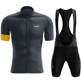 Cykeltröja sätter Huub Team Short Sleeve Set Bib Shorts Ropa Ciclismo Bicycle Clothing Mtb Bike Uniform Men kläder 230130