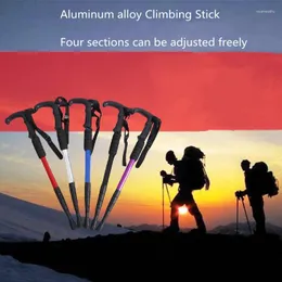 Trekking Poles Four Section Aluminium Alloy Absorber Ultra Light Straight Handle Bent Climbing Stick Walking Outdoor