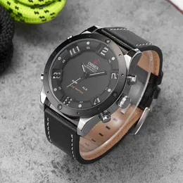 Zegarek renogios ohsen marka cyfrowa zegarek mężczyzn Mężczyzna kwarcowy na rękopis Waterproof skórzany zespół LCD moda mody orologio uomo