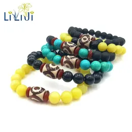 Strand LiiJi Unique Natural Stone With Tibetan Three Eye DZI Beads Bracelet For Men Accessories Gift Beaded Strands