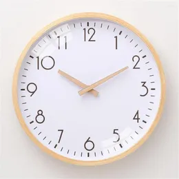 Wall Clocks Solid Wood Clock Nordic Minimalist Quartz Hanging Creative Mute Watch Modern Round Horologe Home Decoration