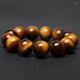 Strand Tiger Eye Stones 14mm Perles Élastiques Bracelet Pierre Naturelle Charme Bracelets De Mode Bijoux Cadeau Hommes Bracelets 0121