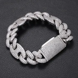 Męska bransoletka bling 20 mm 7/8/9 cala żółty biały złoto Łańcuch Bracelet Cz Cz dla mężczyzn ładny prezent