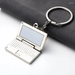 Schlüsselanhänger 1PC Kreative Mini Metall Laptop Schlüsselbund Persönlichkeit Simulation Notebook Computer Logo Name Telefonnummer Schlüsselring