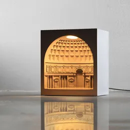 Bordslampor Pantheon Lamp Architectural Night Light Designer Cement Nordic Art Deco Simple Dimmer Bedside Free Ship