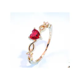 Solitaire Ring Heart For Women Kvinnliga Söta fingerringar Romantisk födelsedagspresent Girl Girl Fashion Zircon Stone Jewelry DH Drop Delive DHA8C