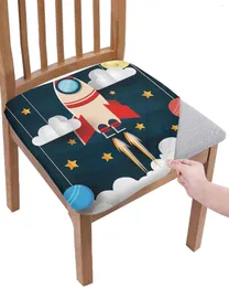Крышка стул Космическое мультфильм Симпатичный космический корабль Ракета Эластичный чехол сиденья для скользящих.
