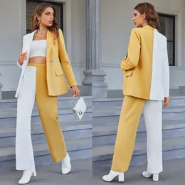 Spring Designer Women Pants Suits Color Matching Celebrity Mother of the Bride Wear Evening Party Wedding Formal 2 Pieces