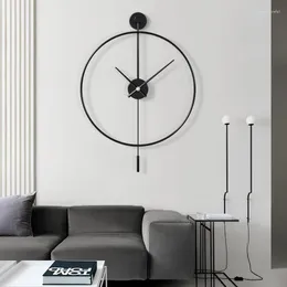 Wanduhren Klassische große Uhr Nordic Design Stille Schwarz Wohnzimmer Metall Reloj De Pared Moderne Wohnkultur