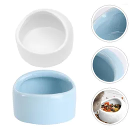 Bowls 2 Pcs Ceramic Hamster Feeding Bowl Practical Container