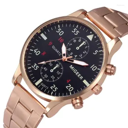 Нарученные часы Migeer Men смотрит роскошное розовое золото из нержавеющей стали Quartz Watch Sports Reloj Hombre Horloge Mannen 2023