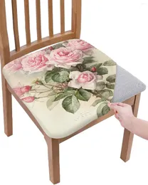 Stol täcker rosa blommor rose vintage elasticitet täcker kontor dator säte skydd case hem kök matsal slipcovers