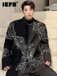 Men's Suits Blazers IEFB Luxury Sequins Decoration Suit Coat Turndown Necklong Sleeve Men's Personality Design Korean Loose Fashion 9A1927 230130