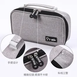 Pencil Bags Canvas Portable Case Student Threelayer Largecapacity Simple Multifunction Japanese Fresh Stationery Box 230130