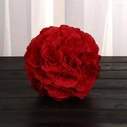Decorative Flowers Fashion 8"(20cm) Red Color Artificial Kissing Ball Pomander Rose Bouquet DIY Wedding Party Decoration Pendant