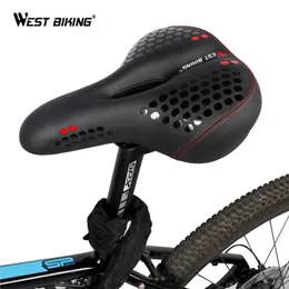 s WEST BIKING Wide Cycling Comfortable Seat Mat MTB Bike Cushion With Warning Taillight Ride Bicycle Saddle 0130