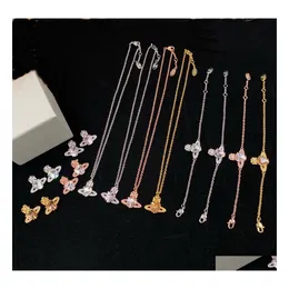 Wedding Jewelry Sets Designer Ladies Necklaces Bangle Ear Studs Necklace Bracelets Earring With Blue Pink White Crystal Planet Penda Dh4Xi