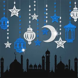 6pc/set Middle East Festival Eid Theme Party Decoration Stars Moon Pendant Atmosphere Decoration Supplies