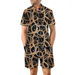 Herrespårskjorta och shorts manliga graffiti överdimensionerade streetwear hip hop kläder grossist semester casual hawaiian 2 bitar set