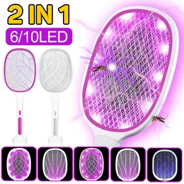 Kontrola szkodników 2 w 1 lampa zabijania porażenia elektryczne UV Light Fly Swatter USB ładowna 3000V pułapka na komary antyinsekcji 0129