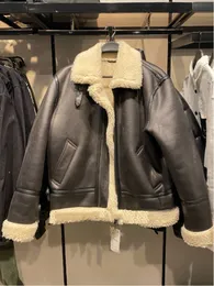 Men's Jackets Men Fashion Winter Imitation Leather Splicing Lambswool JacketsLeisure Warm Thicken Long Sleeves Locomotive Outerwear Tops 230130