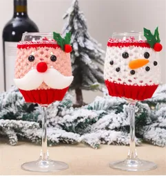 クリスマスデコレーション2PCSサンタクロース雪だるまワイングラスカバーバッグホームクリスマス装飾のためのディナーテーブル2023ギフト