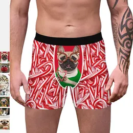 UNDUPTS Noel baskılı erkek boksör şort 3d penis torbası iç çamaşırı cueca boksörler calzoncillo hombre eşcinsel külot underpant boyutu