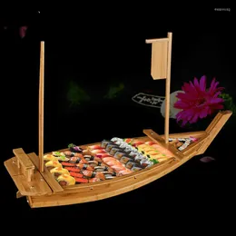 Teller Bambus Drachenboot Luxus Tatoo Trockeneis Platte Sushi Tischbehälter Japanische Küche