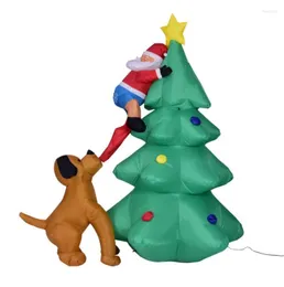 Juldekorationer LED Lätt uppblåsbart träd med rolig jultomten Dog Party Holiday Blowing Up Inomhus utomhus Glödande Xmas Decor 5st