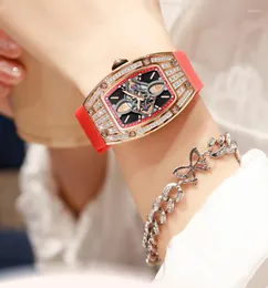 Wristwatches Hanboro Luxury Quartz Women Watches Tonneau Elegant Wristwatch Sports Ladies Watch Silicone Strap Classic Montre Femme