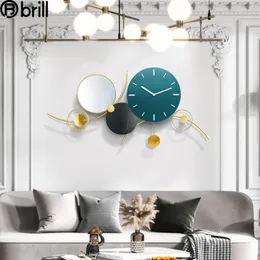 Wall Clocks Modern Large Clock Silent Metal Gold Creative Watch Mute Luxury Mirror Home Decor Living Room Reloj De Pared