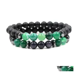 Charm Armbänder Naturstein Armband Türkis Achat Tiger 2 Teile / satz Paar Männer Frauen Schmuck Perle Drop Lieferung DHNLH