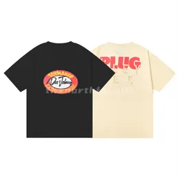 デザインファッションブランドメンズTシャツラグジュアリーゴールドピンクのレタープリントラウンドネック半袖夏ルーズTシャツトップブラックアプリコット