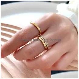 Pierścienie opaski Perisbox 3 szt./Zestaw Rose Gold Hive Crinestone Circle Geometryczne dla kobiet zwykłe minimalistyczne biżuterię ze stali nierdzewnej Del Dhol7