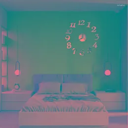 Relógios de parede Personalidade Diy 3D Clock Acrílico Espelho Digital Adesivo redondo Reclama Digitales Decoração de casa Luxo 2023