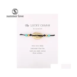 Link Chain Shell Alloy Bracelet Adjustable Colorf String Rope Bracelets Gold Charm Family Couple Gift Jewelry Wholesalez Drop Delive Dhrwk