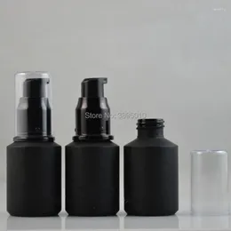 Storage Bottles 30ml Glass Lotion Pump Bottle With Plastic Cap Empty Green Black Essential Oil Women Cosmetic Container F800