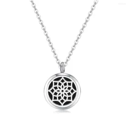 Pendant Necklaces 10 Pcs Mesinya Silver Color Lotus (25mm) /Essential Oils 316L Stainless Steel Diffuser Locket Necklace