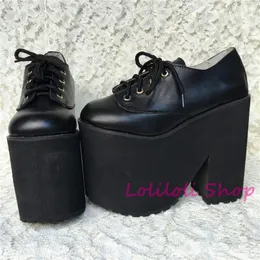 Kleiderschuhe Prinzessin Gothic Lolita loliloliyoyo Antaina Japanisch Design Leder Custom Dicke Absatz schwarz helle Haut An9618-4