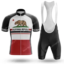 スーツカリフォルニア共和国2021サイクリングジャージーセットサマー衣料品バイクシャツ自転車ビブショーツMTBウェアマイロットクロット