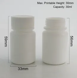 30 ml 100 Stück HDPE feste weiße pharmazeutische Pillenflaschen für die Verpackung von Medikamentenbehältern